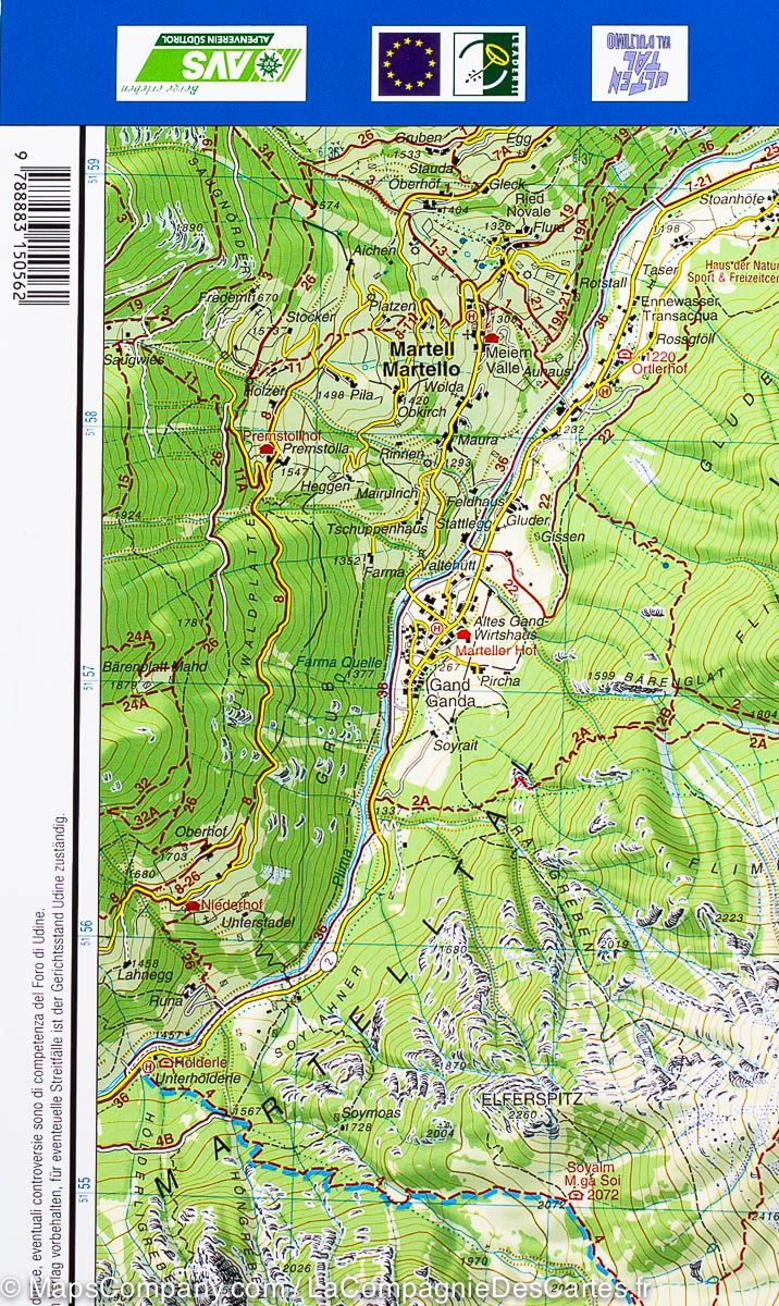 Carte de randonnée n° 42 - Vallée d'Ultimo (Italie) | Tabacco carte pliée Tabacco 