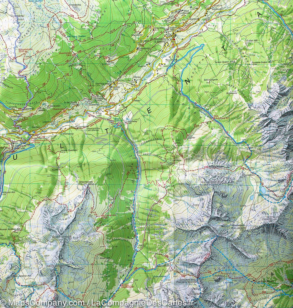 Carte de randonnée n° 42 - Vallée d'Ultimo (Italie) | Tabacco carte de randonnée Tabacco