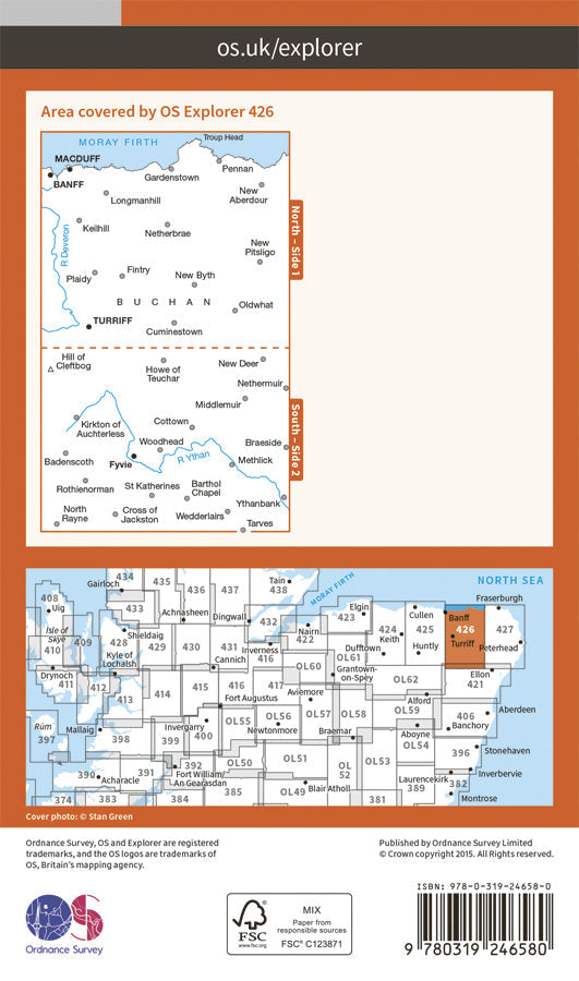 Carte de randonnée n° 426 - Banff, Macduff, Turriff (Grande Bretagne) | Ordnance Survey - Explorer carte de randonnée Ordnance Survey Papier