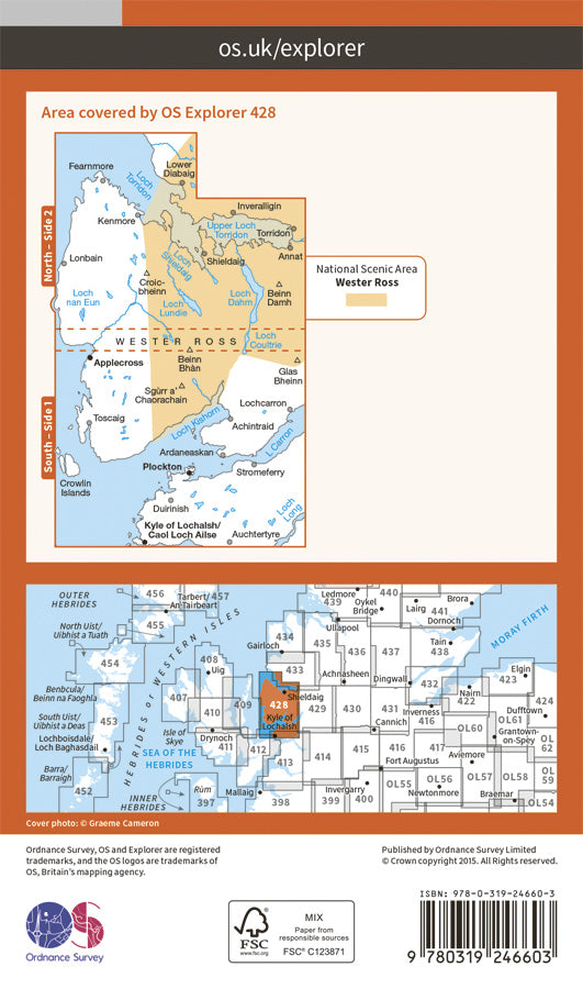 Carte de randonnée n° 428 - Kyle of Lochalsh, Plockton, Applecross (Grande Bretagne) | Ordnance Survey - Explorer carte de randonnée Ordnance Survey