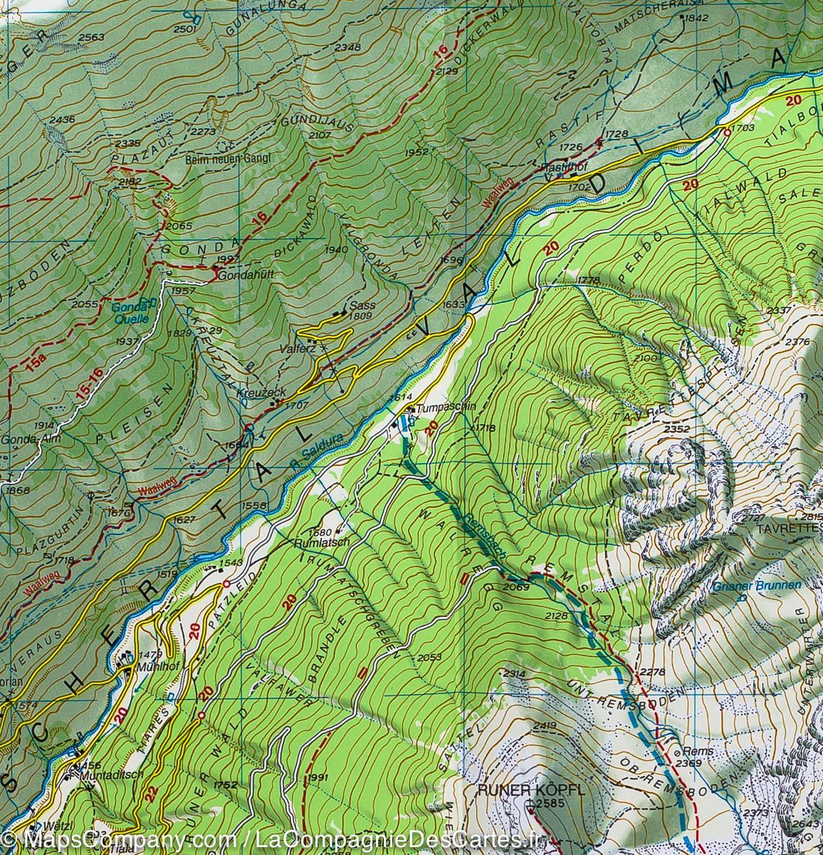 Carte de randonnée n° 43 - Haute Vallée du Val Vénosta (Italie) | Tabacco carte de randonnée Tabacco