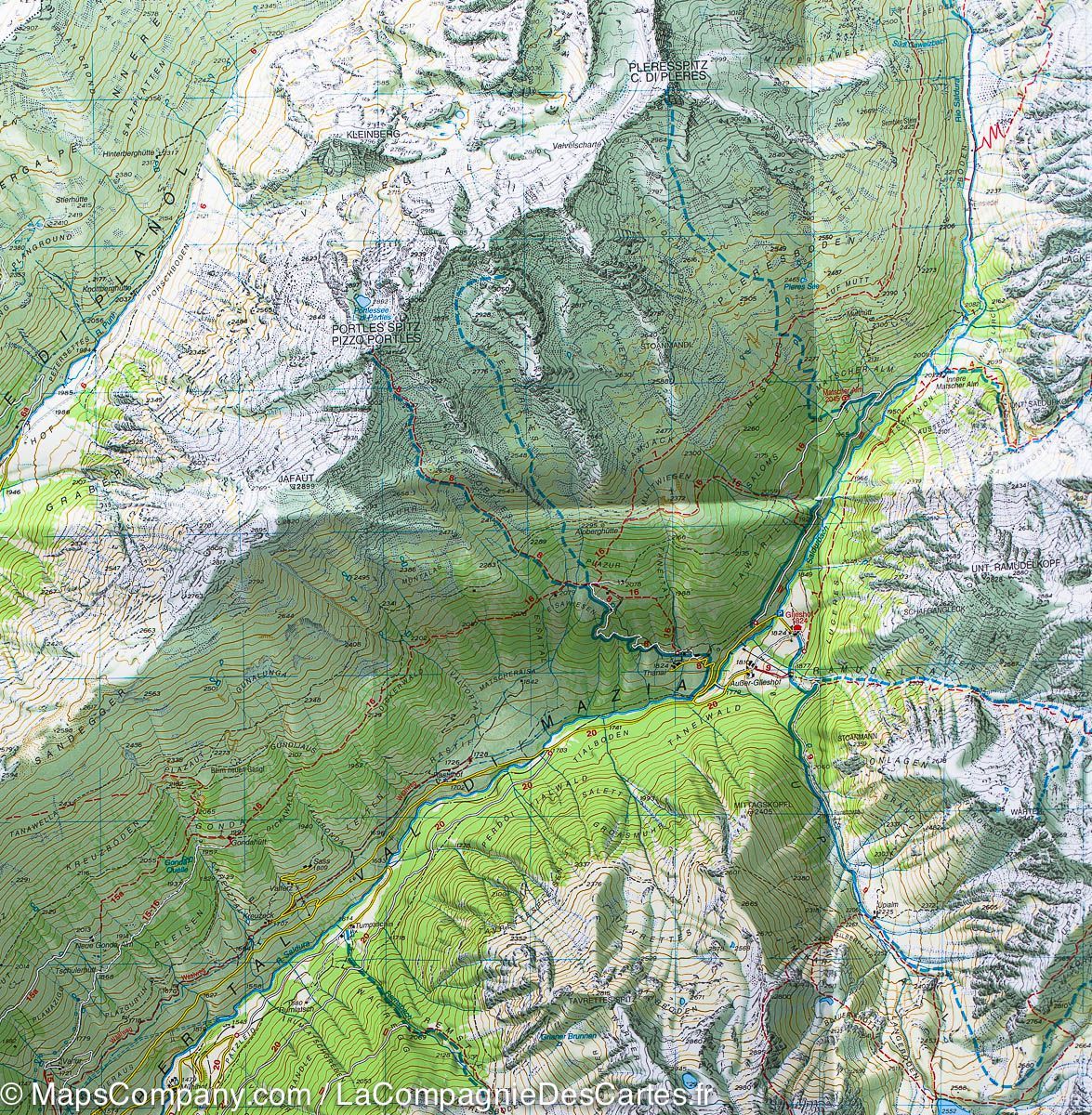 Carte de randonnée n° 43 - Haute Vallée du Val Vénosta (Italie) | Tabacco carte de randonnée Tabacco
