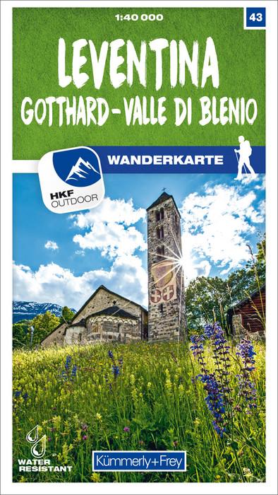 Carte de randonnée n° 43 - Leventina, Gotthard, Valle di Blenio (Suisse) | Kümmerly & Frey-1/40 000 carte pliée Kümmerly & Frey 