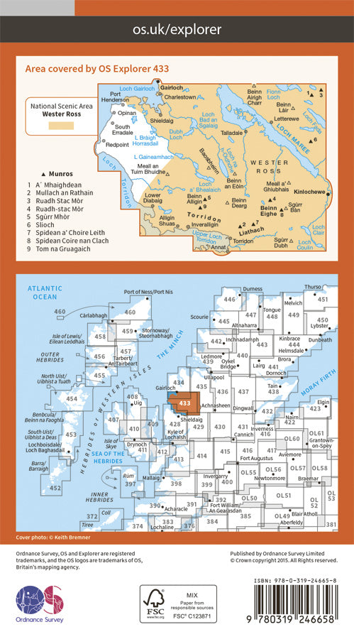 Carte de randonnée n° 433 - Torridon Beinn Eighe, Liathach (Grande Bretagne) | Ordnance Survey - Explorer carte de randonnée Ordnance Survey Papier
