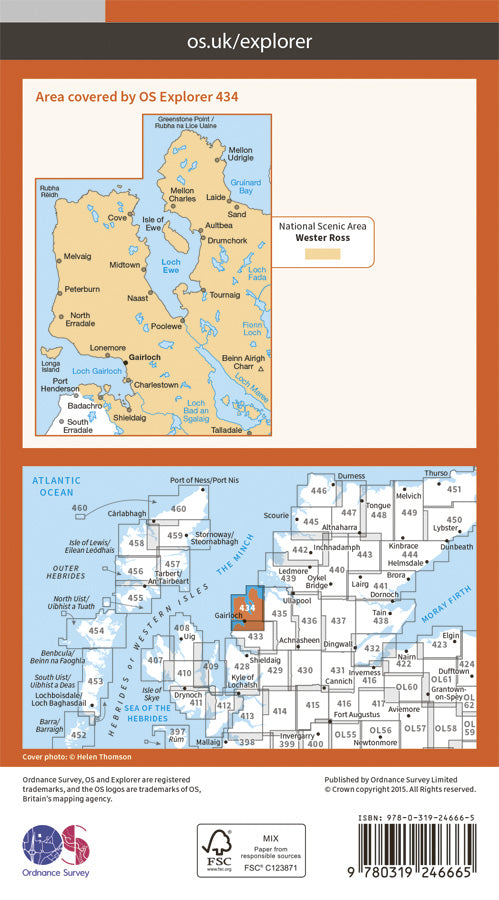 Carte de randonnée n° 434 - Gairloch, Loch Ewe (Grande Bretagne) | Ordnance Survey - Explorer carte de randonnée Ordnance Survey Papier