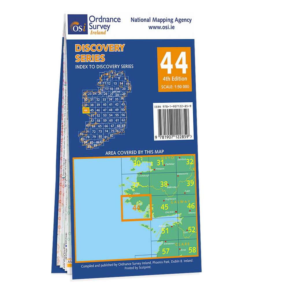 Carte de randonnée n° 44 - Galway (Irlande) | Ordnance Survey - série Discovery carte pliée Ordnance Survey Ireland 