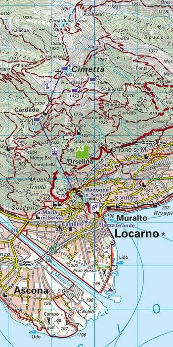 Carte de randonnée n° 44 - Locarno, Maggia, Verzasca (Suisse) | Kümmerly & Frey-1/40 000 carte de randonnée Kümmerly & Frey