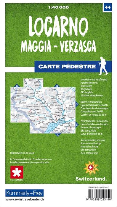 Carte de randonnée n° 44 - Locarno, Maggia, Verzasca (Suisse) | Kümmerly & Frey-1/40 000 carte de randonnée Kümmerly & Frey