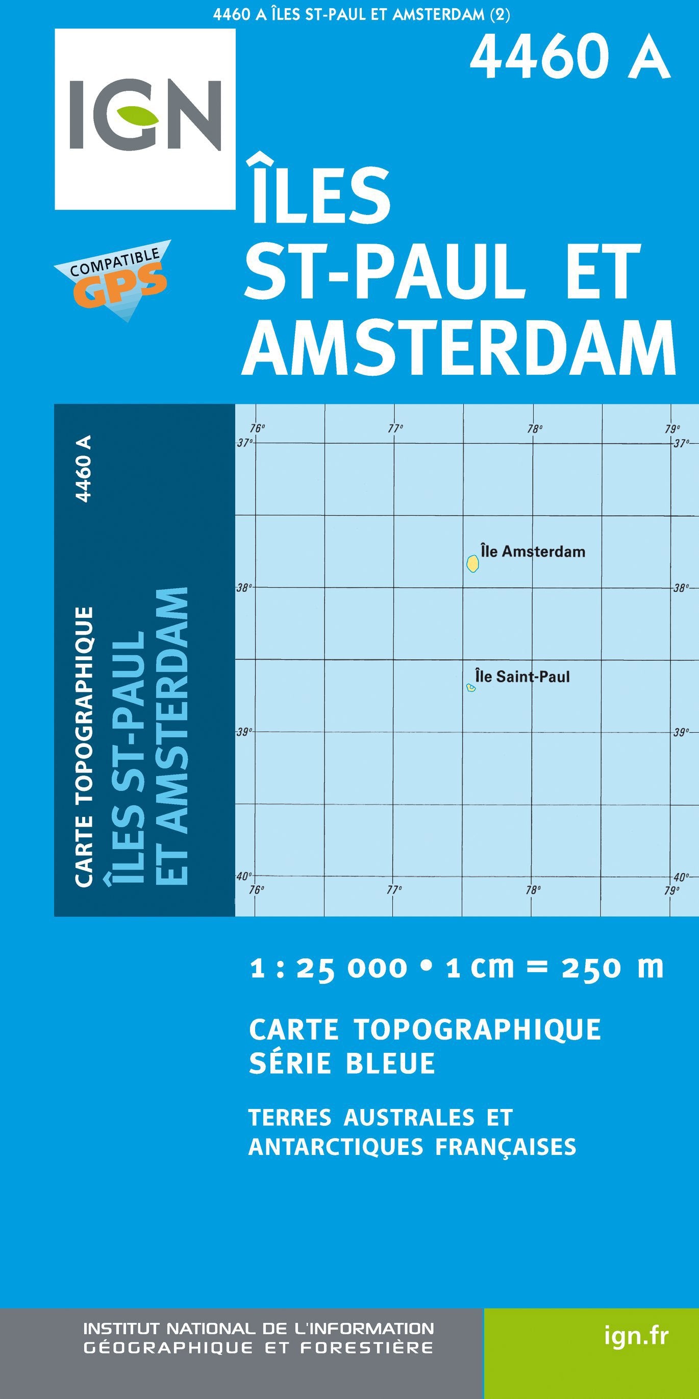Carte de randonnée n° 4460A - Iles Saint-Paul et Nouvelle Amsterdam | IGN - Série Bleue carte de randonnée IGN Default Title