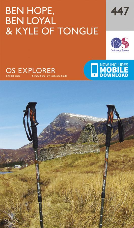 Carte de randonnée n° 447 - Ben hope, Ben Loyal, Kyle of Tongue (Grande Bretagne) | Ordnance Survey - Explorer carte pliée Ordnance Survey 