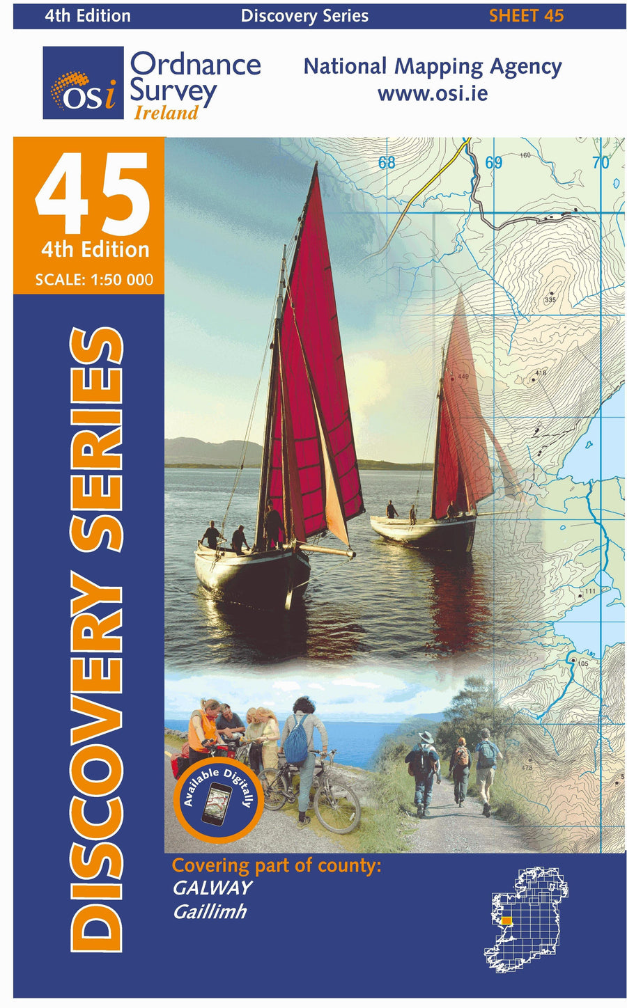 Carte de randonnée n° 45 - Galway (Irlande) | Ordnance Survey - série Discovery carte pliée Ordnance Survey Ireland 