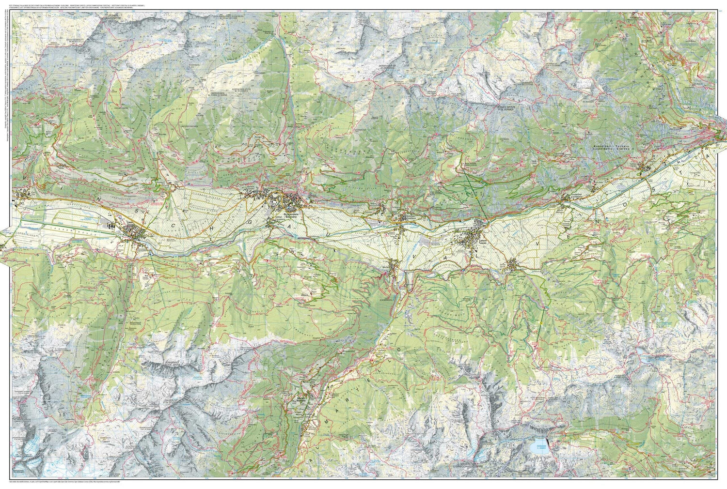 Carte de randonnée n° 45 - Laces, Silandro et Val Martello (Italie) | Tabacco carte de randonnée Tabacco