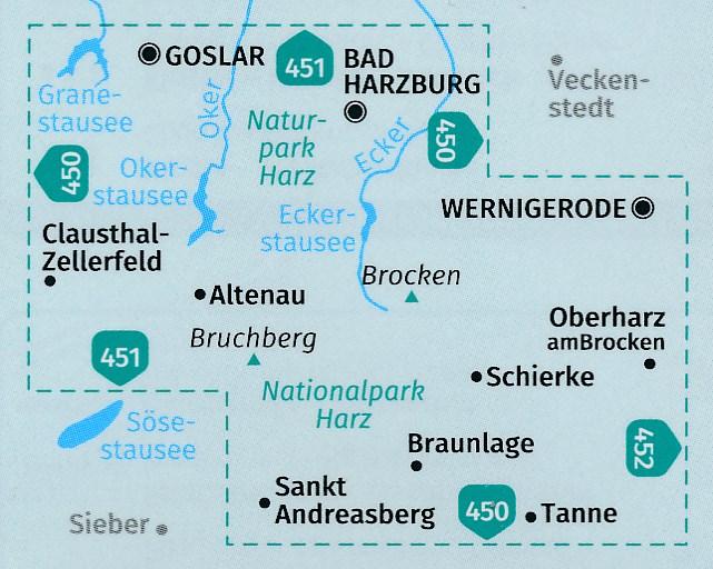 Carte de randonnée n° 455 - Brocken NP Harz + Aktiv Guide (Allemagne) | Kompass carte de randonnée Kompass
