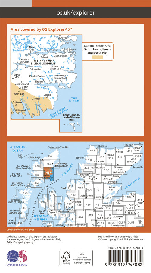 Carte de randonnée n° 457 - South East Lewis (Grande Bretagne) | Ordnance Survey - Explorer carte de randonnée Ordnance Survey Papier