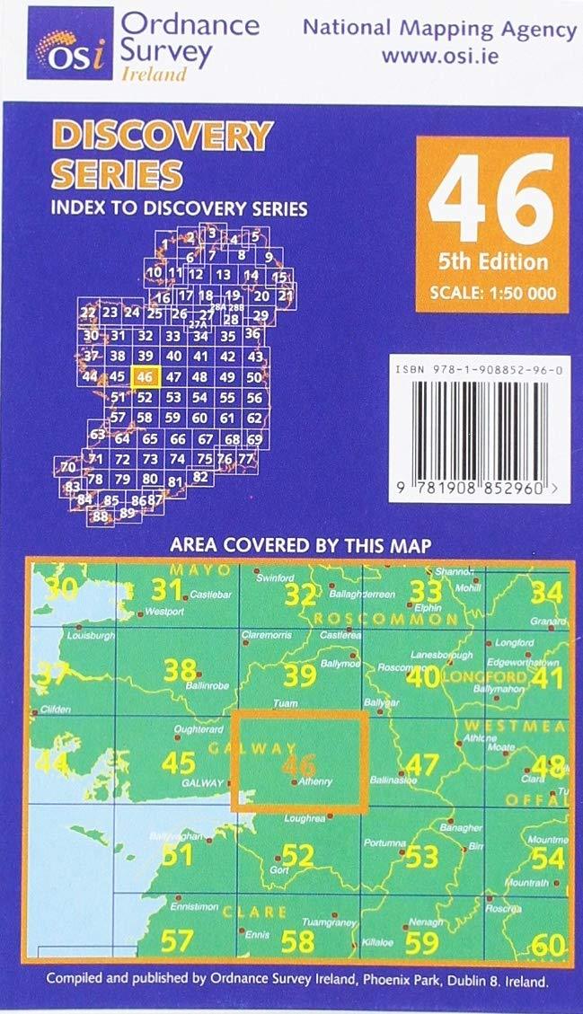 Carte de randonnée n° 46 - Galway (Irlande) | Ordnance Survey - série Discovery carte pliée Ordnance Survey Ireland 