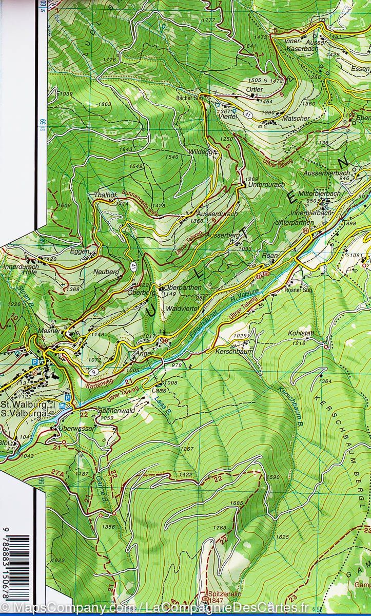 Carte de randonnée n° 46 - Lana et Val d'Adige (Italie) | Tabacco carte de randonnée Tabacco