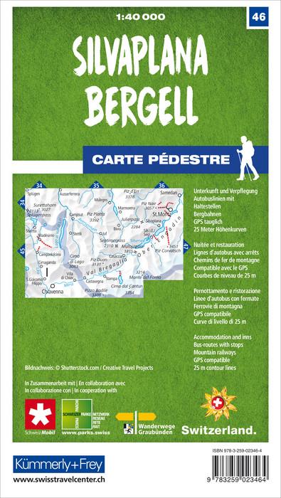 Carte de randonnée n° 46 - Silvaplana, Bergell (Suisse) | Kümmerly & Frey-1/40 000 carte de randonnée Kümmerly & Frey
