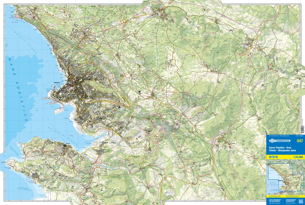 Carte de randonnée n° 47 - Carso Triestino, Kras Škocjanske Jame (Italie) | Tabacco carte de randonnée Tabacco