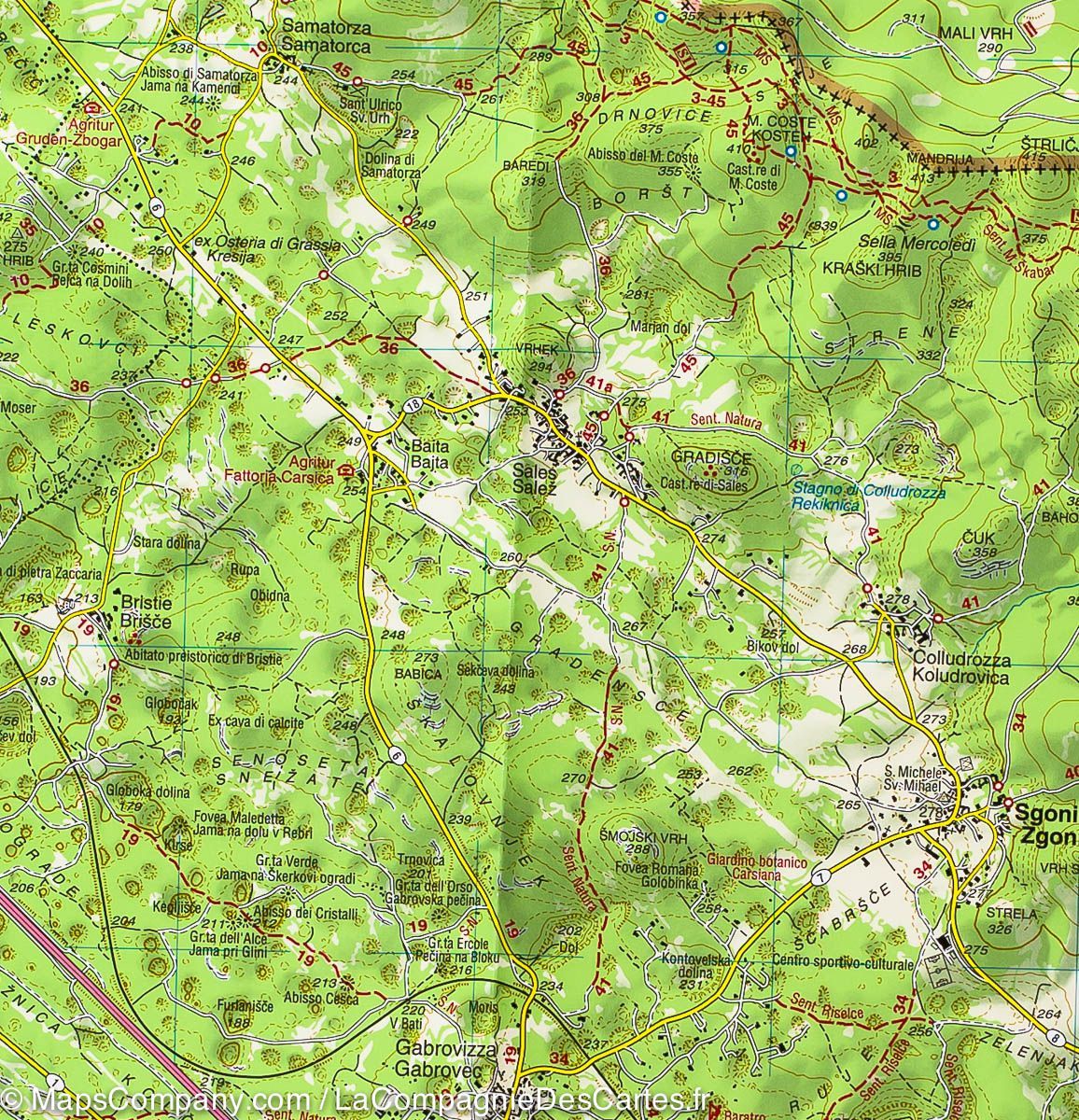 Carte de randonnée n° 47 - Carso Triestino, Kras Škocjanske Jame (Italie) | Tabacco carte de randonnée Tabacco