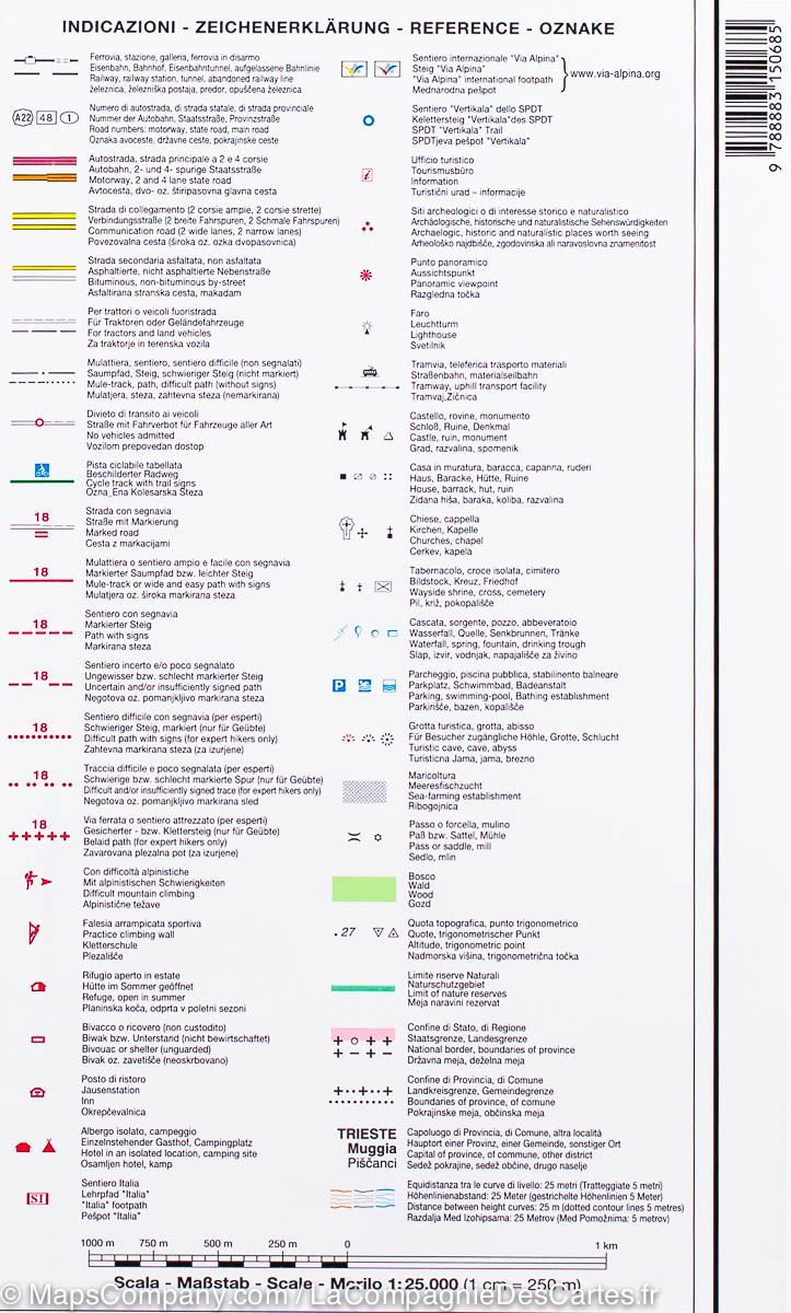 Carte de randonnée n° 47 - Carso Triestino, Kras Škocjanske Jame (Italie) | Tabacco carte de randonnée Tabacco
