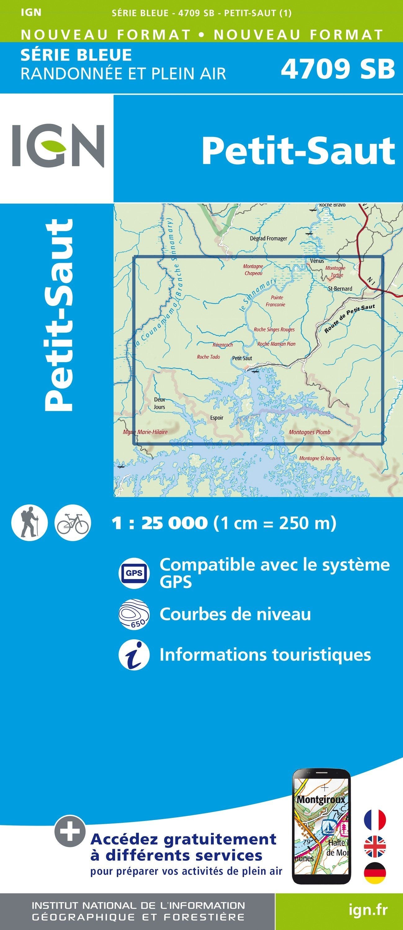 Carte de randonnée n° 4709 - Petit-Saut (Guyane) | IGN - Série Bleue carte de randonnée IGN