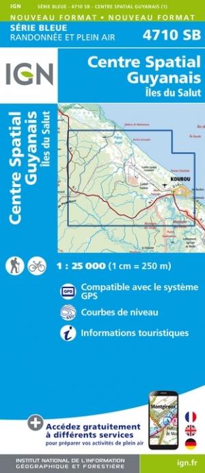 Carte de randonnée n° 4710 - Centre Spatial Guyanais, île du Salut (Guyane) | IGN - Série Bleue carte de randonnée IGN