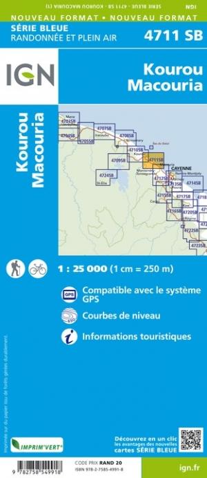Carte de randonnée n° 4711 - Kourou, Macouria (Guyane) | IGN - Série Bleue carte de randonnée IGN