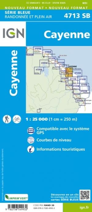 Carte de randonnée n° 4713 - Cayenne (Guyane) | IGN - Série Bleue carte de randonnée IGN