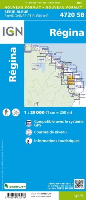 Carte de randonnée n° 4720 - Régina (Guyane) | IGN - Série Bleue carte de randonnée IGN