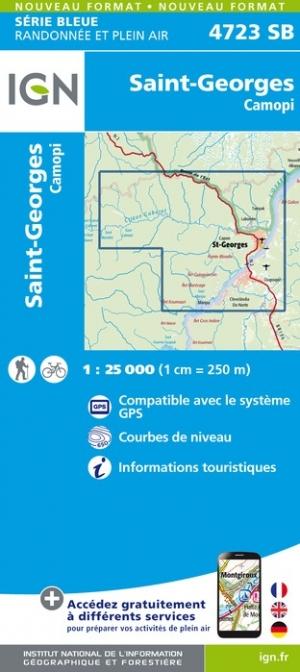 Carte de randonnée n° 4723 - Saint-Georges, Camopi (Guyane) | IGN - Série Bleue carte de randonnée IGN