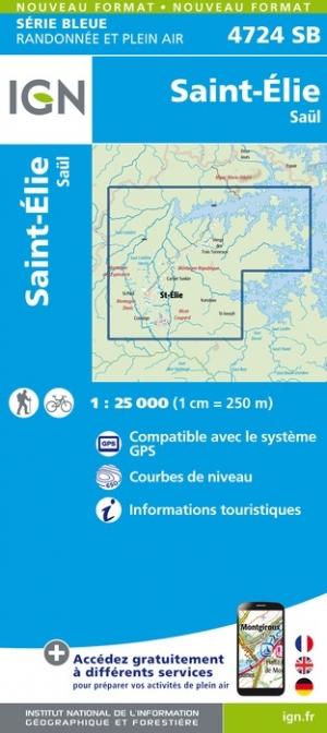 Carte de randonnée n° 4724 - Saint-Élie (Guyane) | IGN - Série Bleue carte de randonnée IGN