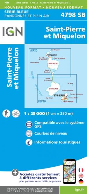 Carte de randonnée n° 4798 - Saint-Pierre-et-Miquelon | IGN - Série Bleue carte pliée IGN 