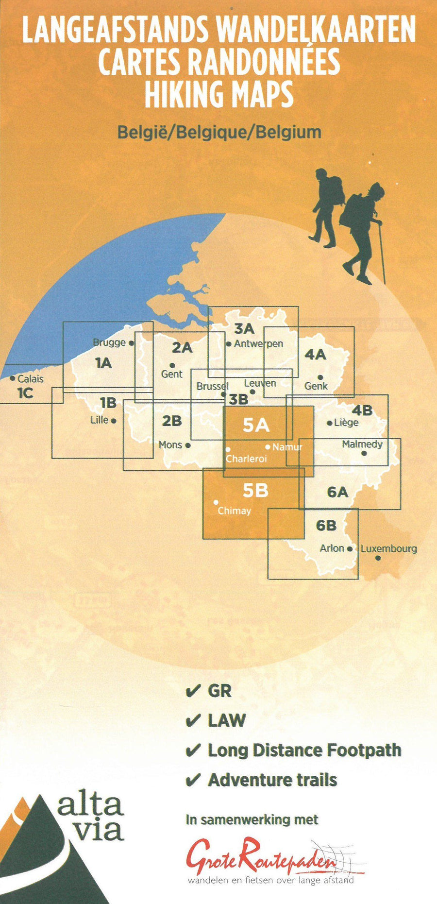 Carte de randonnée n° 5 - Namur et Ardennes françaises | Alta Via carte pliée Alta Via 