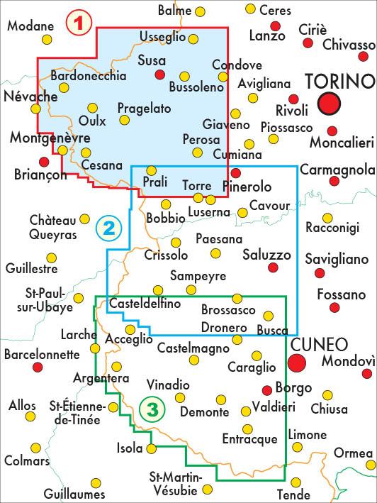 Carte de randonnée n° 50-01 - Alta Val Susa, Alta Val Chisone, Val Germanasca | Fraternali - 1/50 000 carte pliée Fraternali 