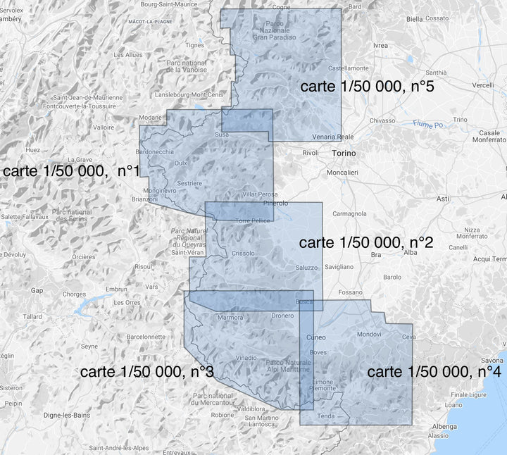 Carte de randonnée n° 50-02 - Val Pellice, Valle Po, Val Varaita | Fraternali - 1/50 000 carte pliée Fraternali 