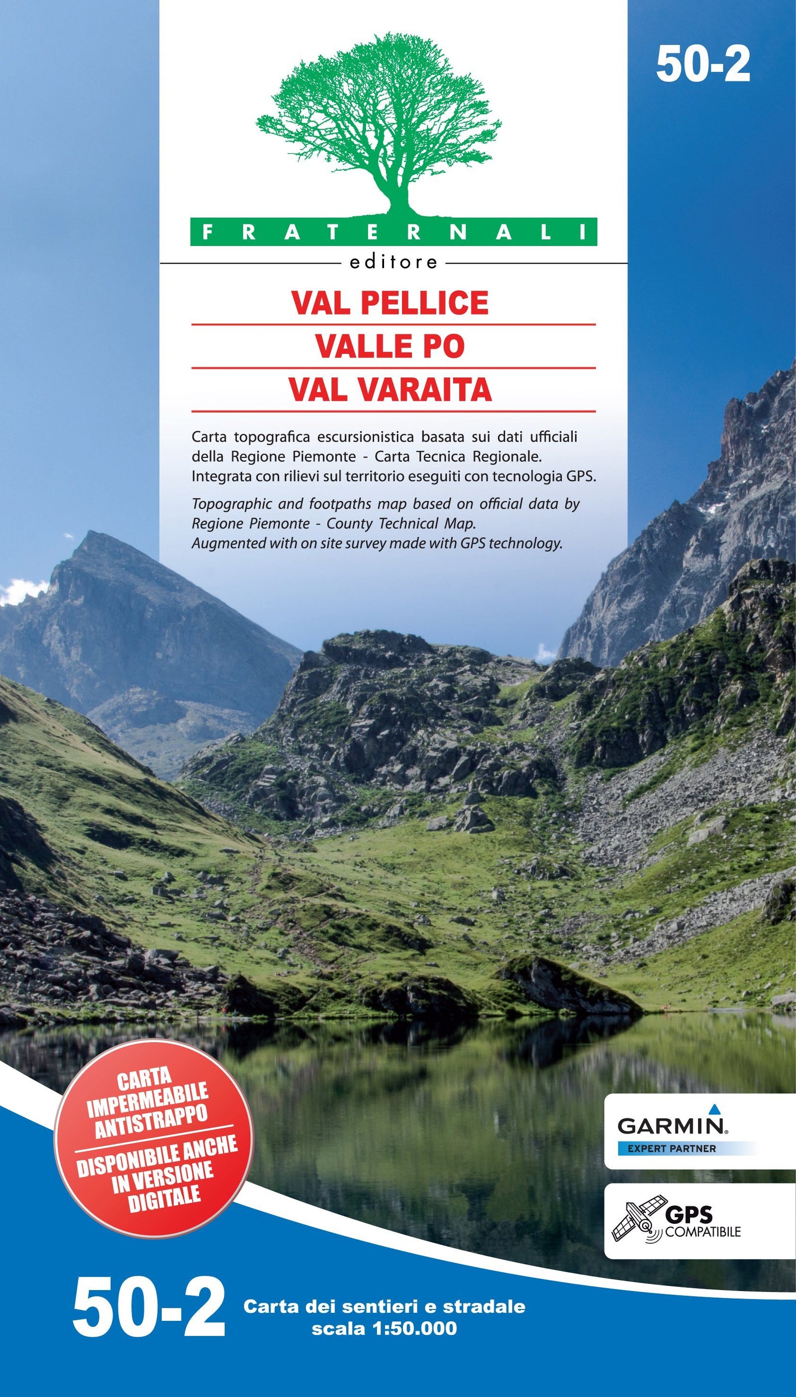Carte de randonnée n° 50-02 - Val Pellice, Valle Po, Val Varaita | Fraternali - 1/50 000 carte de randonnée Fraternali Default Title