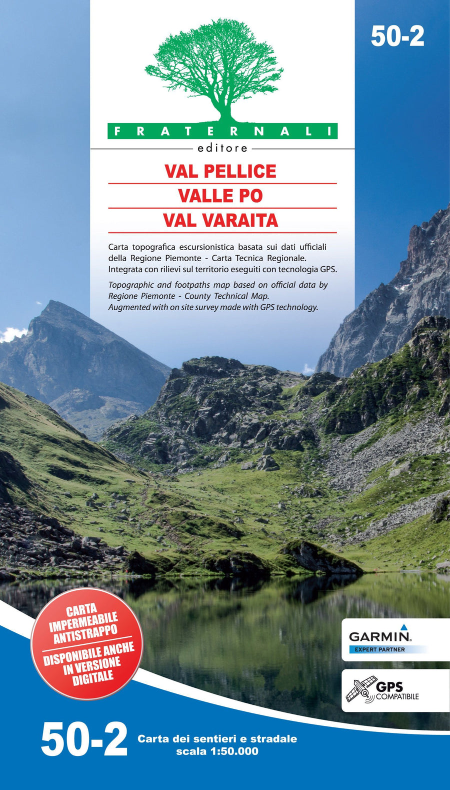 Carte de randonnée n° 50-02 - Val Pellice, Valle Po, Val Varaita | Fraternali - 1/50 000 carte pliée Fraternali 