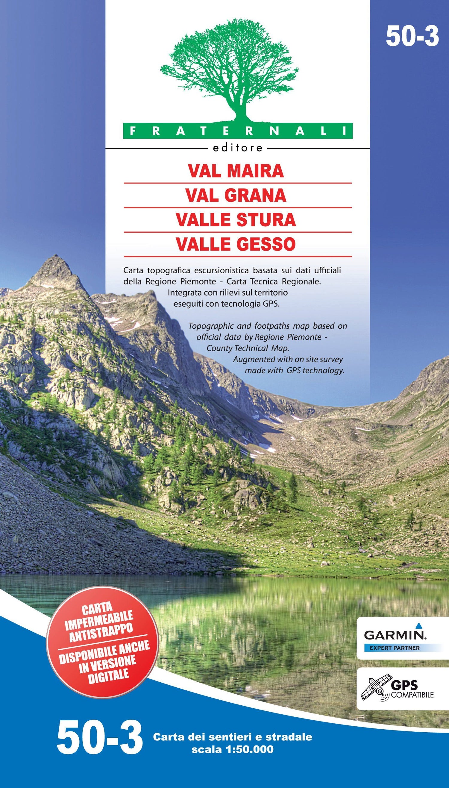 Carte de randonnée n° 50-03 - Val Maira, Val Grana, Valle Stura di Demonte, Valle Gesso | Fraternali - 1/50 000 carte de randonnée Fraternali Default Title