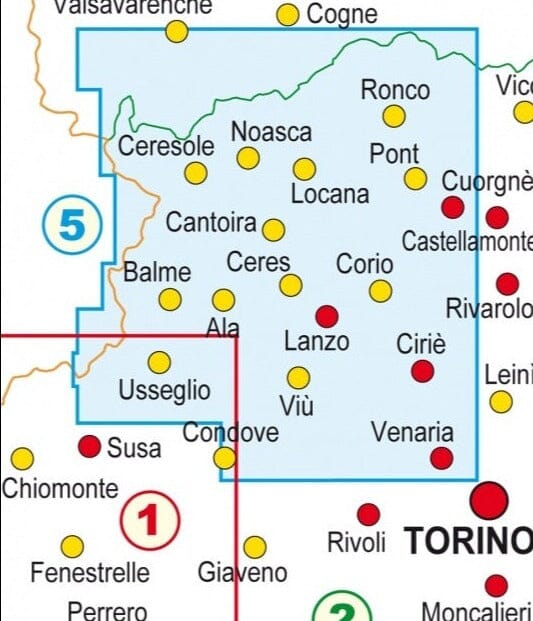 Carte de randonnée n° 50-05 - Gran Paradiso, Val Soana, Valle Orco, Valli di Lanzo | Fraternali - 1/50 000 carte pliée Fraternali 