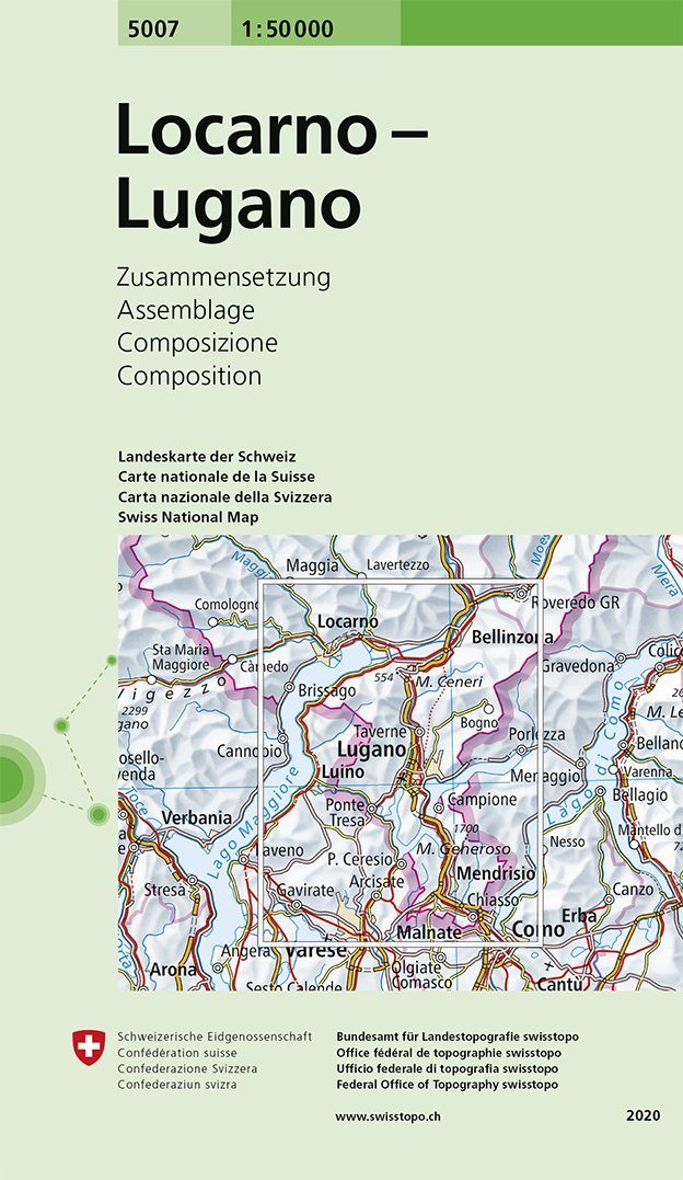 Topographic map No. 5007 - Locarno, Lugano (Switzerland) | Swisstopo ...