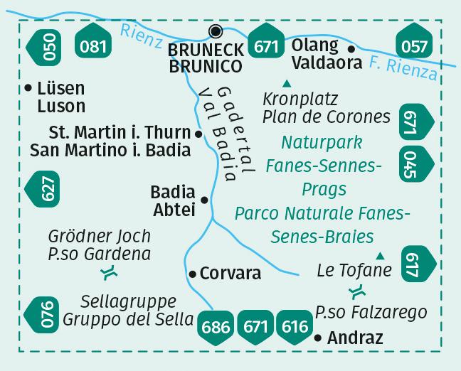 Carte de randonnée n° 51 - Gadertal, Val Badia (Italie) | Kompass carte de randonnée Kompass