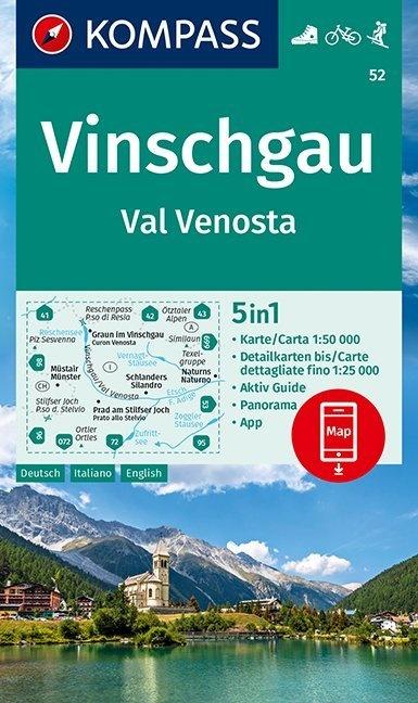 Carte de randonnée n° 52 - Val Venosta (Italie) | Kompass carte de randonnée Kompass