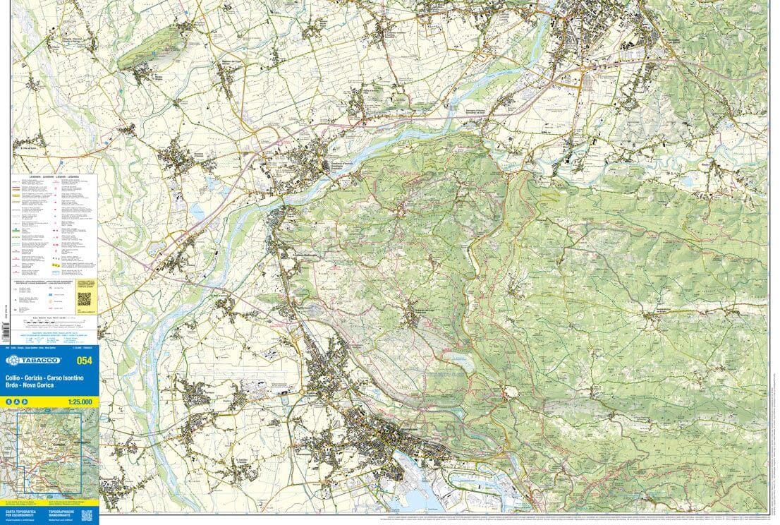 Carte de randonnée n° 54 - Collio, Gorizia, Carso Isontino Brda, Nova Gorica (Italie) | Tabacco carte de randonnée Tabacco