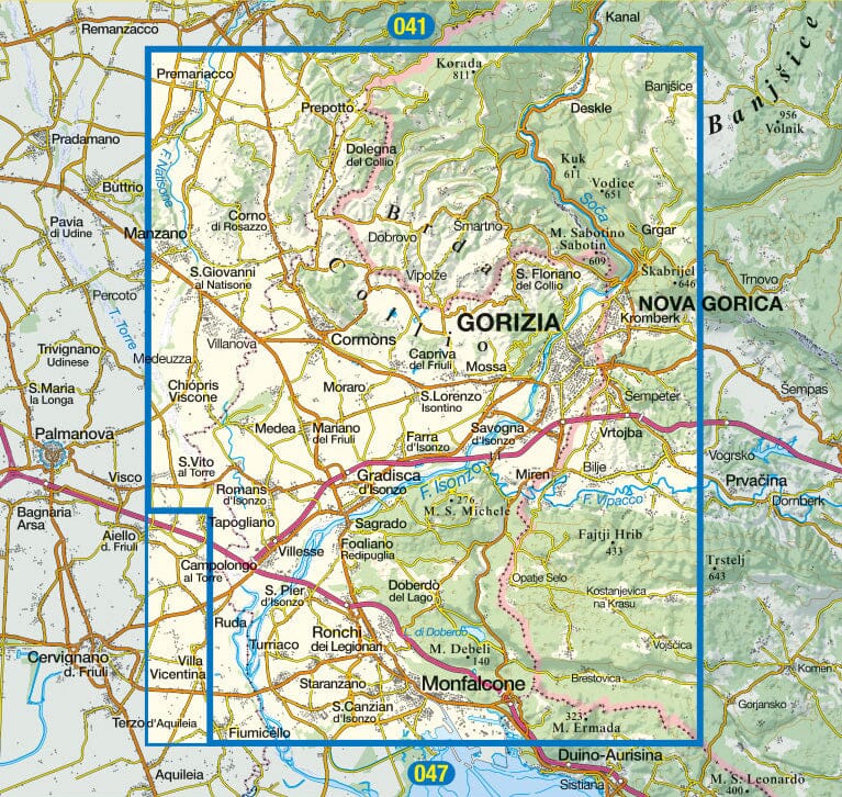 Carte de randonnée n° 54 - Collio, Gorizia, Carso Isontino Brda, Nova Gorica (Italie) | Tabacco carte de randonnée Tabacco