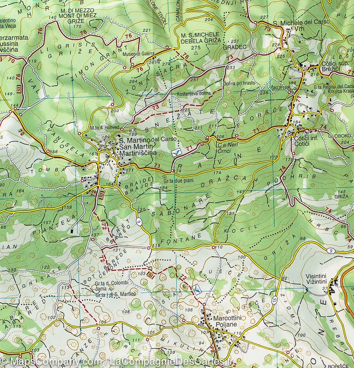 Carte de randonnée n° 54 - Collio, Gorizia, Carso Isontino Brda, Nova Gorica (Italie) | Tabacco carte de randonnée Tabacco