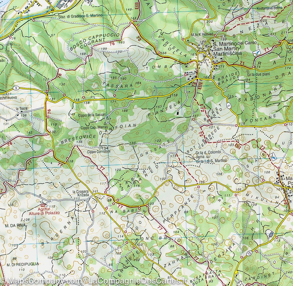 Carte de randonnée n° 54 - Collio, Gorizia, Carso Isontino Brda, Nova Gorica (Italie) | Tabacco carte de randonnée Tabacco
