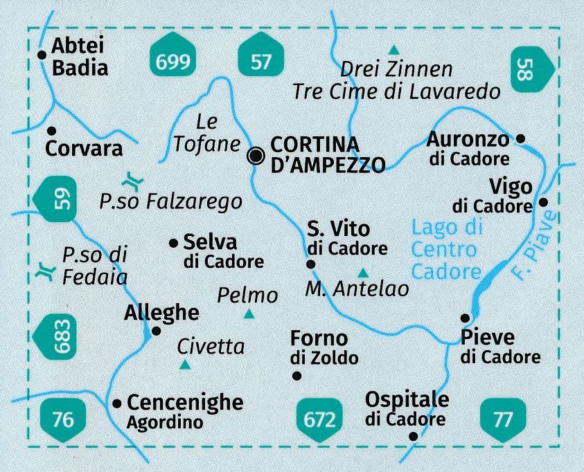 Carte de randonnée n° 55 - Cortina d'Ampezzo (Italie) | Kompass carte de randonnée Kompass