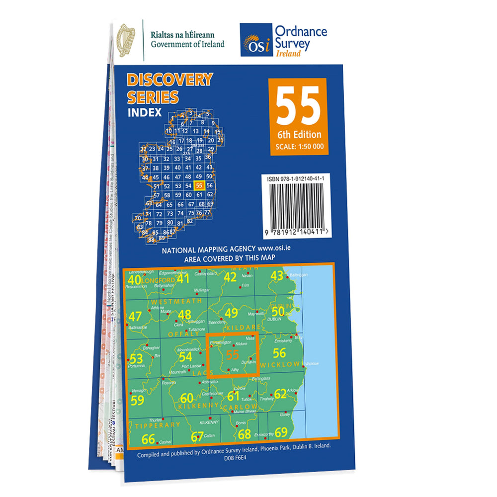 Carte de randonnée n° 55 - Kildare, Laois, Wicklow (Irlande) | Ordnance Survey - série Discovery carte pliée Ordnance Survey Ireland 