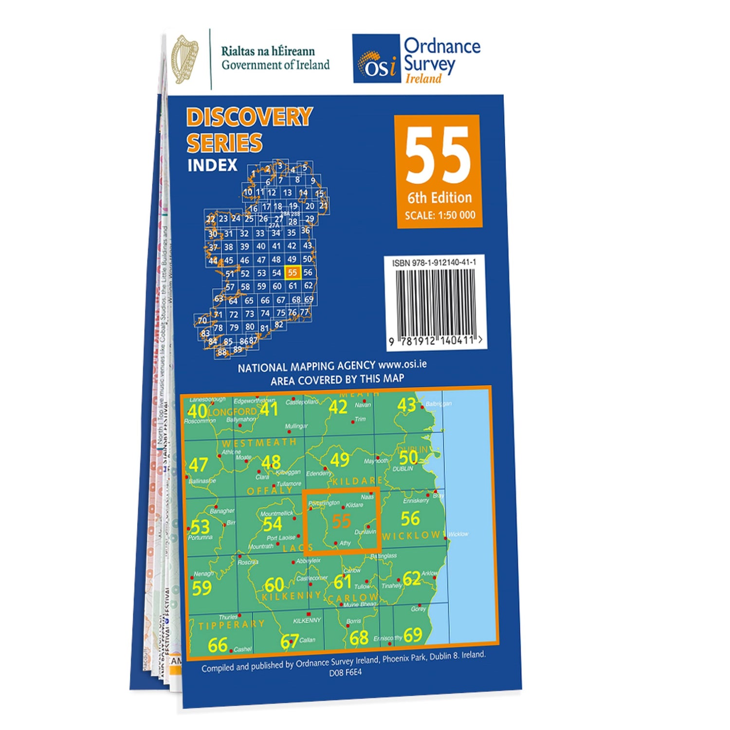 Carte de randonnée n° 55 - Kildare, Laois, Wicklow (Irlande) | Ordnance Survey - série Discovery carte de randonnée Ordnance Survey Ireland
