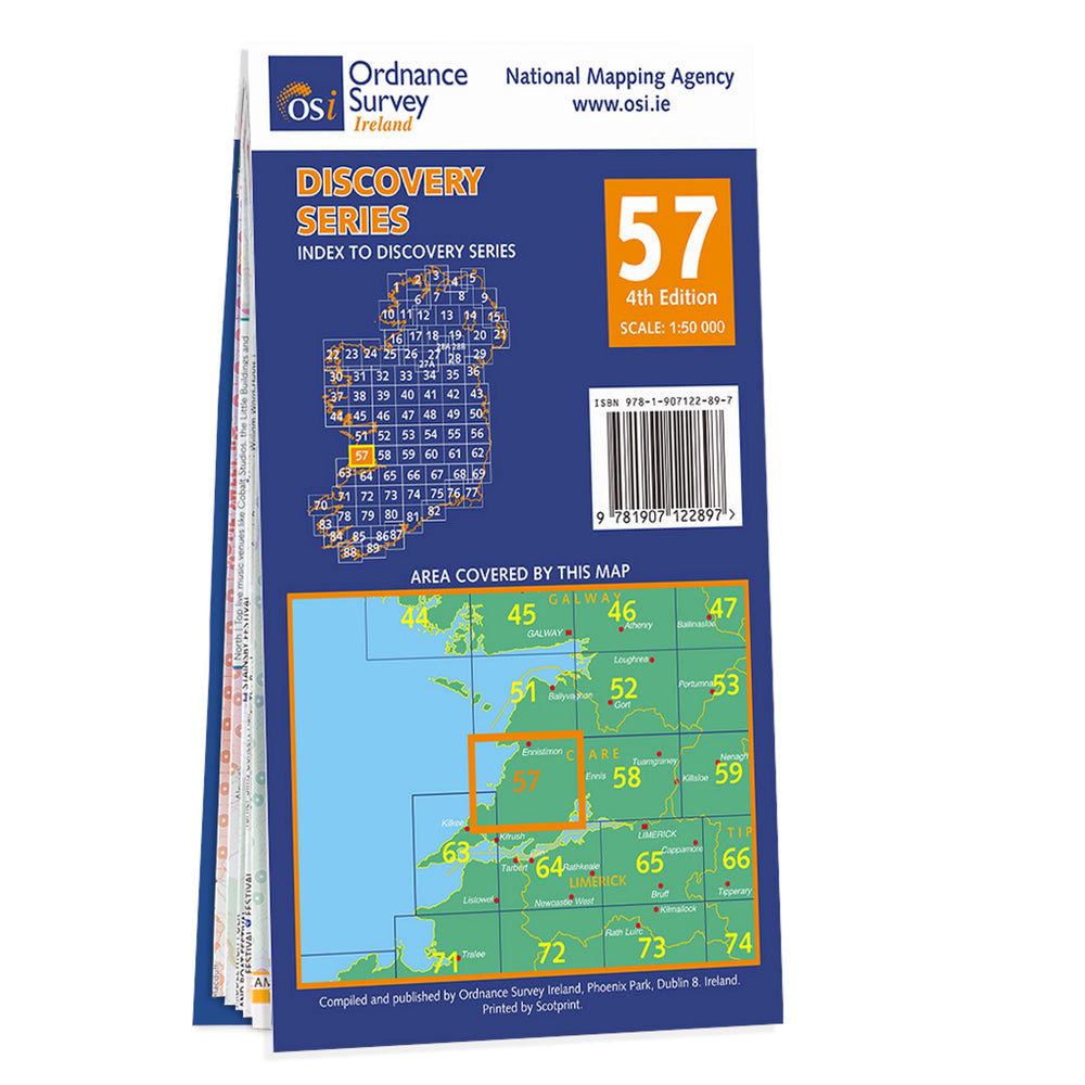 Carte de randonnée n° 57 - Clare (Irlande) | Ordnance Survey - série Discovery carte pliée Ordnance Survey Ireland 